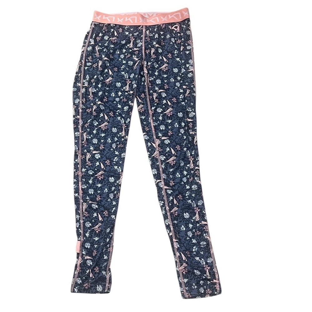 Kari Traa Fryd Baselayer Legging Pants‎ Blue Pink Floral Size Small